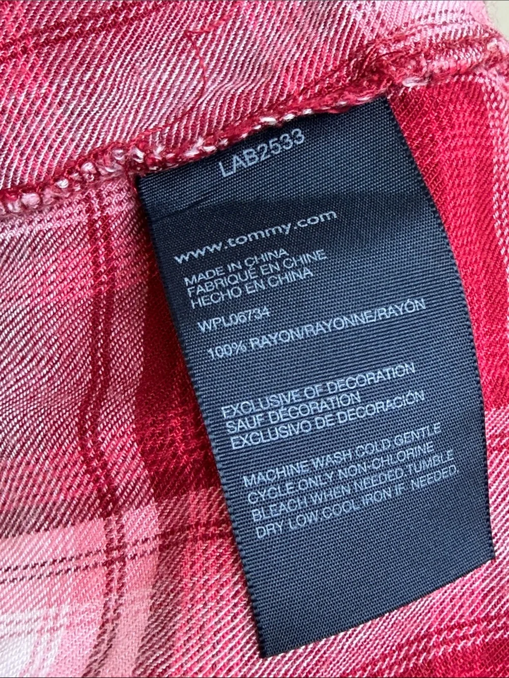 Tommy Hilfiger Red and White Plaid Shirt Dress